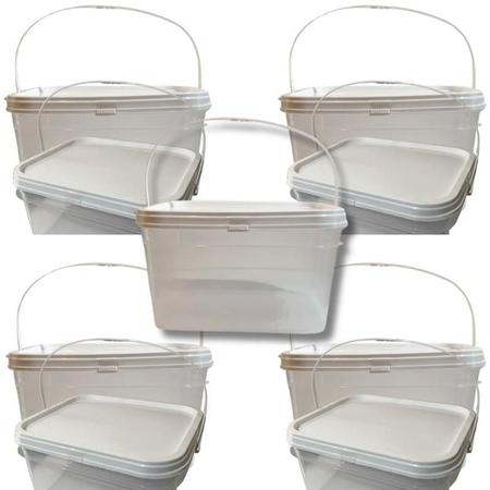 Imagem de Balde Alça Plastica Para Biscoito Transparente 2.4L 05 Pçs