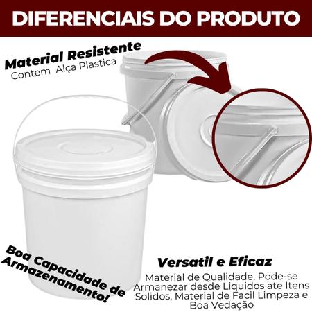 Balde Com Tampa sem Lacre 20 Litros Branco Industrial - Jaguar Imagem de Balde Com Tampa sem Lacre 20 Litros Branco Industrial - Jaguar