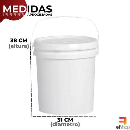 Balde Com Tampa sem Lacre 20 Litros Branco Industrial - Jaguar Imagem de Balde Com Tampa sem Lacre 20 Litros Branco Industrial - Jaguar