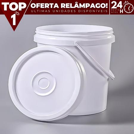 Balde Com Tampa sem Lacre 20 Litros Branco Industrial - Jaguar Imagem de Balde Com Tampa sem Lacre 20 Litros Branco Industrial - Jaguar