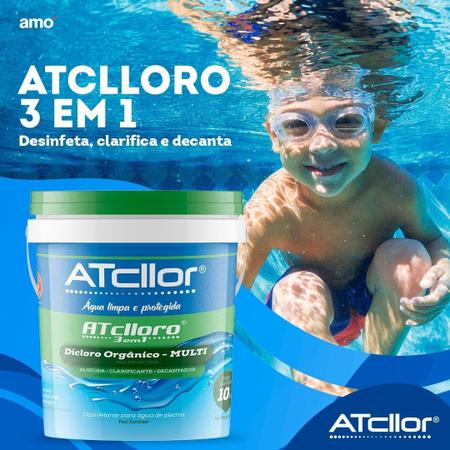 Imagem de Balde De Cloro 10kg Para Piscina Atclloro 3 Em 1 Multiação