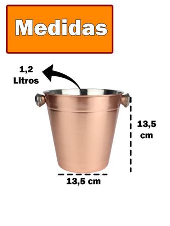 Imagem de Balde De Gelo Em Aço Inox Bronze 1,25L Para Bebidas Champanheira Cerveja Baldinho Térmico