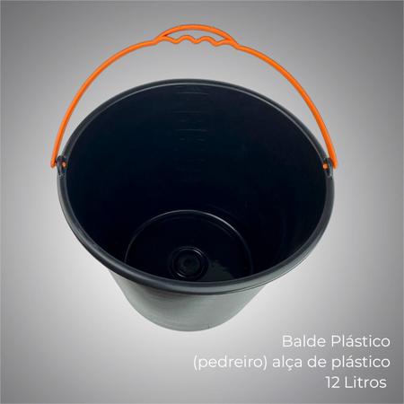 Imagem de Balde De Plástico Com Alça 12 Litros Resistente - Kit C/3un