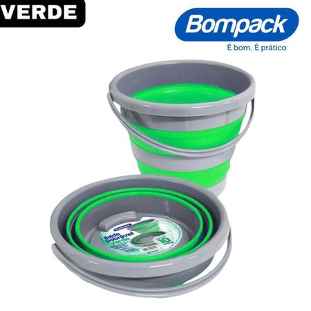 Imagem de Balde Dobrável Retrátil Silicone Bompack - 10 Litros  Unidade