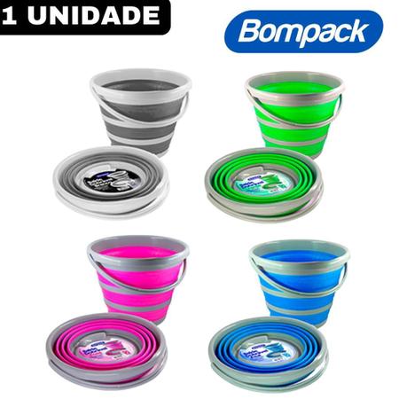 Imagem de Balde Dobrável Retrátil Silicone Bompack - 10 Litros  Unidade