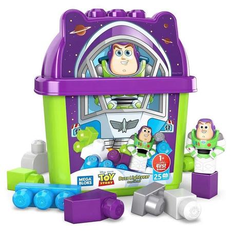 Imagem de Balde Mega Bloks Meus Primeiros Blocos - Blocos de Montar - Disney - Toy Story - Buzz Lightyear - 25 peças - Mattel