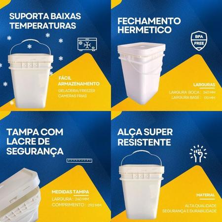 Imagem de Balde Plast 20L Alça Plast P Oleo De Coco Extra Virgem 3 Pcs