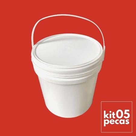 Imagem de Balde Plástico 10 Litros Alça Plástica para arroz e feijao 5 Pçs