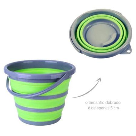 Imagem de Balde Retratil Dobravel Flexivel 10 Litros Silicone Limpeza