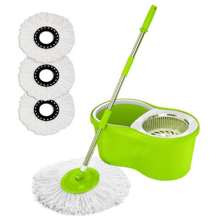 Imagem de Balde Spin Mop 360 Com 3 Refil Esfregão Microfibra - Verde