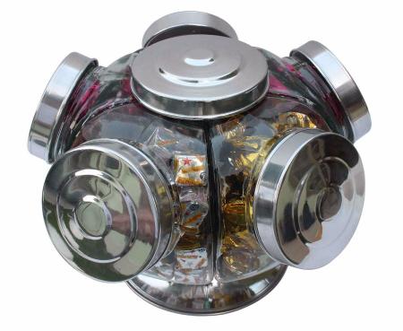Imagem de Baleiro giratório de vidro bomboniere 27cm 5 gomos 500ml
