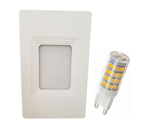 Imagem de Balizador Luminária 4x2 P/ Parede Muro + Lâmpada G9 Halopin Branco 3000K 110V
