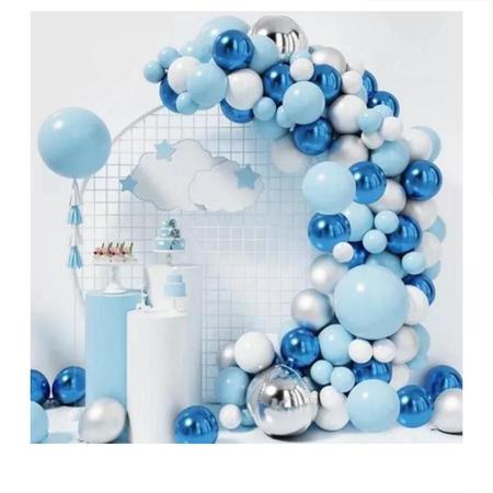 Imagem de Balões De Festa Arco Desconstruído Azul Frozen Aniversário 