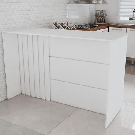 Imagem de Bancada de Cozinha Alta Ilha Gourmet Ripado Branco Hp - Panorama Móveis