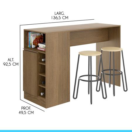 Imagem de Bancada Ilha Gourmet com Porta e Nichos 136 Cm MDP Avelã 0535 MENU