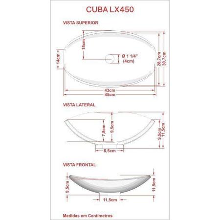 Imagem de Bancada para Banheiro 80cm com Cuba Canoa L45 e Prateleira 805W Metrópole Compace