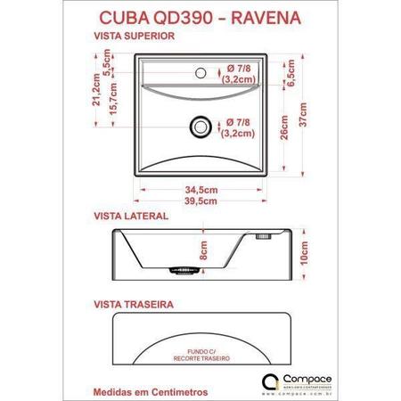 Imagem de Bancada para Banheiro 80cm com Cuba Q39 800w Metrópole Compace