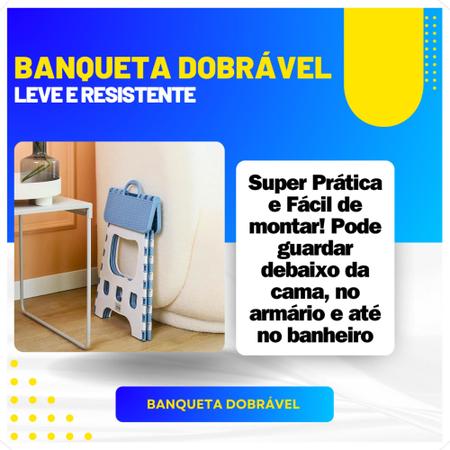 Imagem de Banco Banqueta Banquinho Dobrável Resistente Multiuso Praticidade