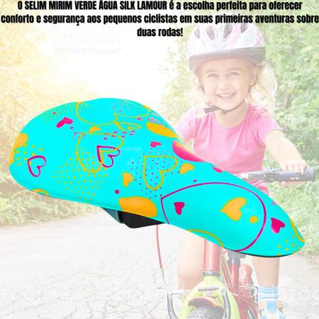 Imagem de Banco de Bicicleta Confortável Selim Bike MTB Adulto e Infantil Estampa Verde Agua Floral Flores Feminino Menina Garota