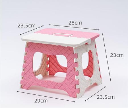 Imagem de Banco De Dobrável Pequeno Plástico Cadeira Cadeirinha Resistente Multiuso Banquinho Com Alça