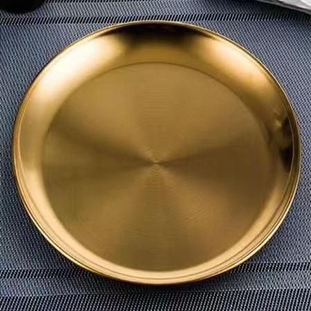 Imagem de Bandeja Aco Inoxidavel Luxo Alimentos Dourado Redondo 20cm R-M