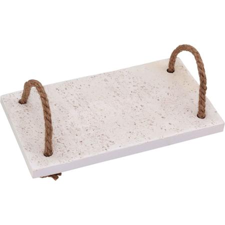 Imagem de BANDEJA ALÇA FIBRA MARMORE LAVABO 1x14x24cm BRANCO DECORATIVO