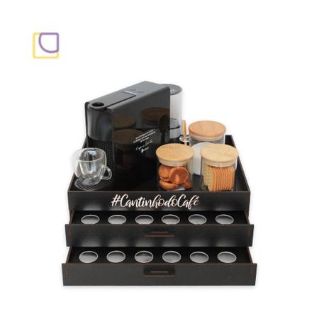 Imagem de Bandeja Café Nespresso Tabaco com 2 Gavetas Porta Capsulas 