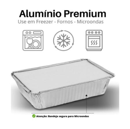 Imagem de Bandeja de Aluminio Micro-ondas / Freezer Descartável Marmitinha 225ml - Com Tampa C/25Uni