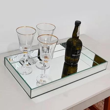 Imagem de Bandeja Decorativa Espelhada de Mesa para Bebidas Taças - Espelho 30x20