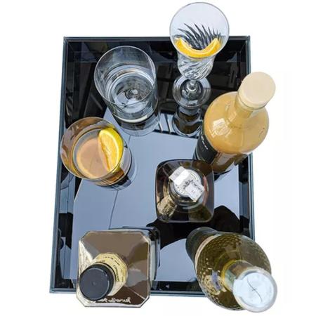 Imagem de Bandeja Decorativa Espelhada de Mesa para Bebidas Taças - Preto 30x20
