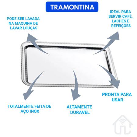 Imagem de Bandeja Decorativa Tramontina Aço Inox Retangular 49x33