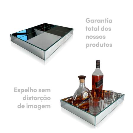 Imagem de Bandeja Espelhada Decorativa Em Espelho Luxo Bebidas 30X40 de Mesa Bar de Servir Banheiro Lavabo Quarto Cozinha Sala