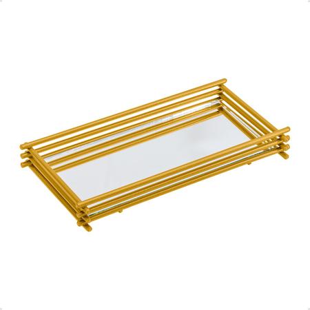 Imagem de Bandeja Espelhada Dourado P/ Lavabo Banheiro  Ferro Pequena 