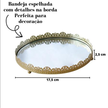 Imagem de Bandeja espelhada redonda de metal 17.5cm