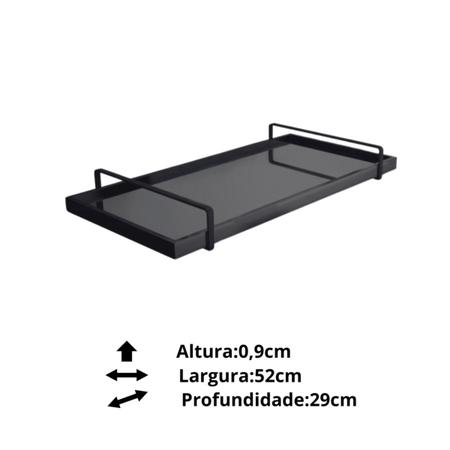 Imagem de Bandeja Espelhada Zeus MDF Com Laca 52x29 cm Com Alça Cromada - Bordinhon