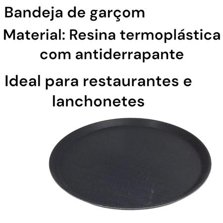 Imagem de Bandeja garçom 35cm redonda com antiderrapente restaurante