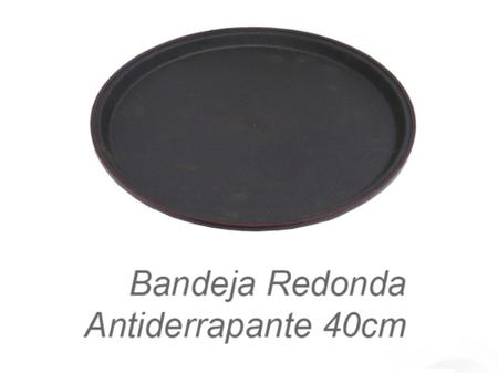 Imagem de Bandeja Garçom Redonda Antiderrapante 40cm - Preta - Jolly