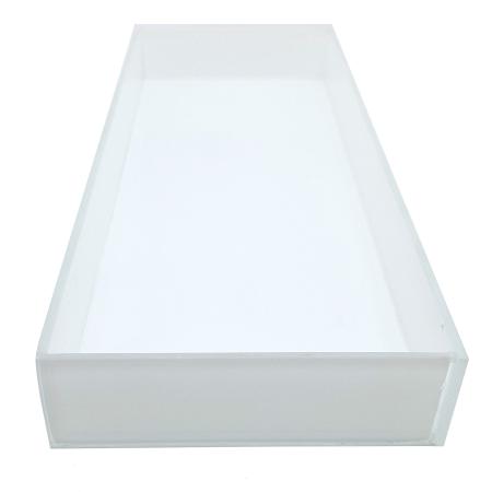 Imagem de Bandeja Lavabo Sala Caixa em Vidro Branco Fosco 25x10cm