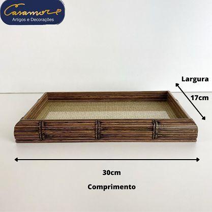 Bandeja Bambu Natural C/ Vidro - P