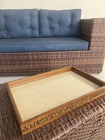 Bandeja madeira coquinho c/sisal natural 45x30x4cm woodart