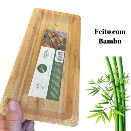 Imagem de Bandeja petisqueira multiuso Bambu retangular 30x14,5 Yoi