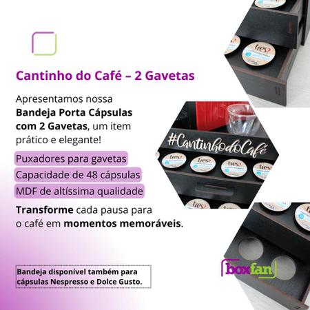 Imagem de Bandeja Preta Café Três Corações Porta Cápsulas com 2 Gavetas