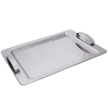 Imagem de Bandeja Retangular Rasa Aço Inox para Servir com Alça 40cm Átila