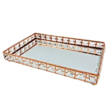 Imagem de Bandeja Rose Gold Cristal 4X30X20Cm Com Espelho Retangular