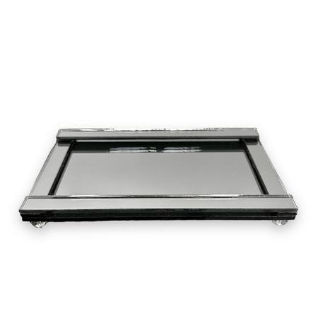 Imagem de Bandeja Trama Espelhada Dourada Bronze Ambar Branco Preto Lavabo Banheiro Sala 12x20cm