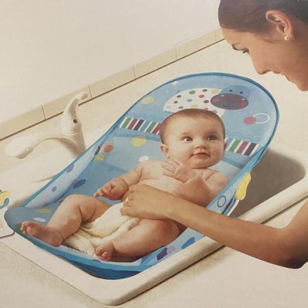 Banheira Para Bebê Dobrável Com Suporte Azul Média - Nome da Loja