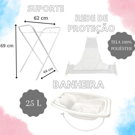 Imagem de Banheira bebe com suporte dobrável + rede proteção