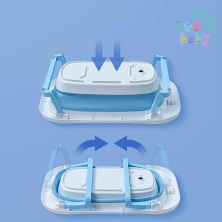 Banheira dobrável para bebé com almofada de casa de banho antiderrapante e  termómetro com ecrã digital, perfeita para recém-nascidos e bebés (azul) :  : Produtos para Bebé