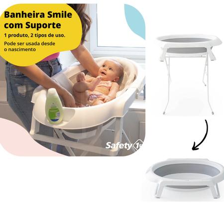 Imagem de Banheira Bebe Infantil Portatil Com Suporte Smile Safety 1st