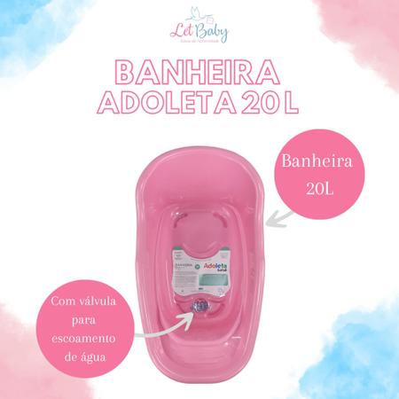 Imagem de Banheira de bebê adoleta 20 litros azul rosa branca